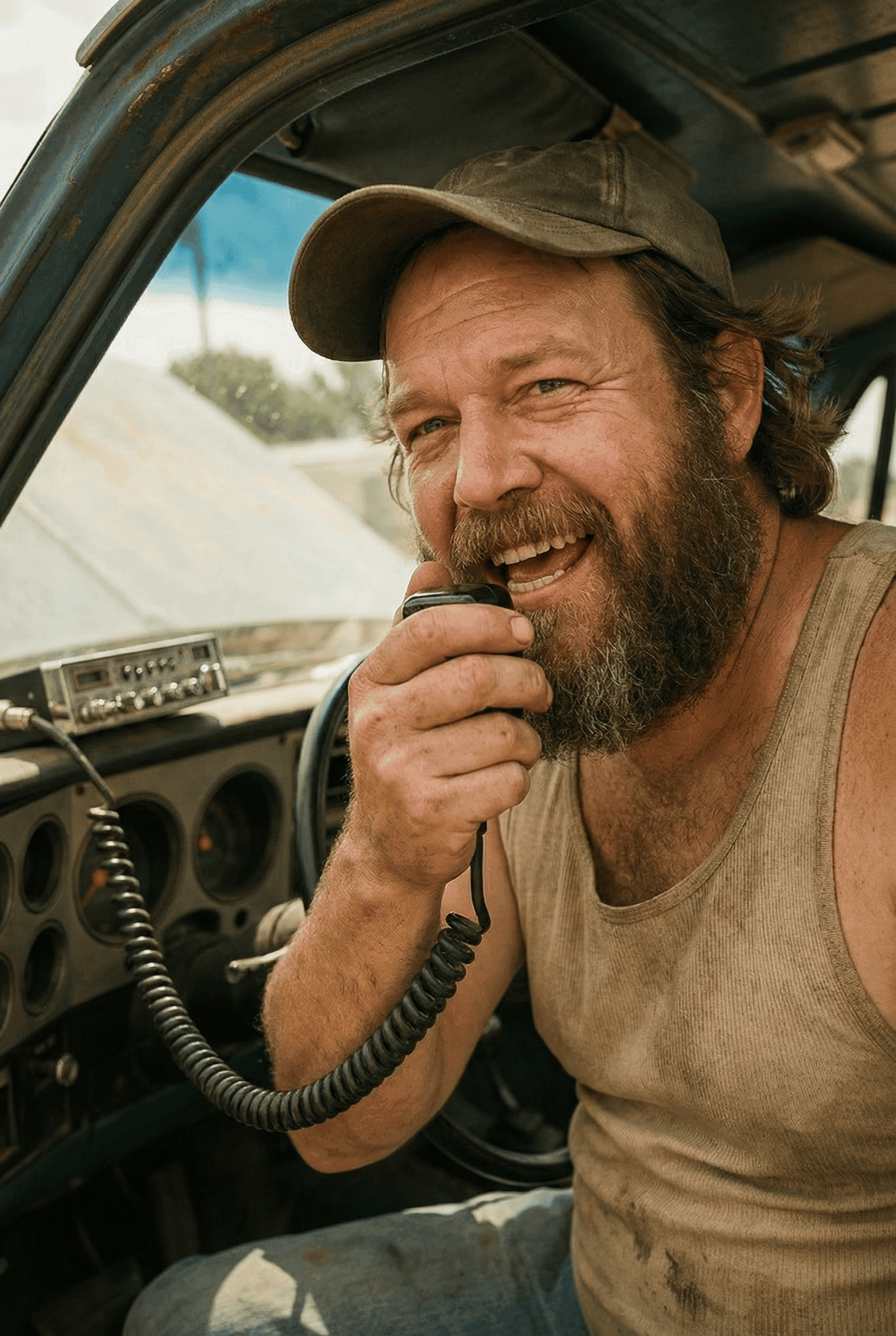 Bobby Tate on his CB radio during the crisis